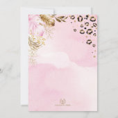 ピンクの金ゴールド野生のパーティー動物ジャングルベビーシャワー 招待状 (裏面)