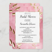ピンクの金ゴールド離れブライダルシャワー 招待状 (正面/裏面)