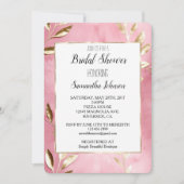 ピンクの金ゴールド離れブライダルシャワー 招待状 (正面)