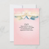 ピンクの金ゴールド食べリボンドリンク&ビー結婚した招待状 招待状 (裏面)