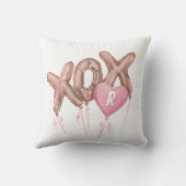 ピンクの金ゴールドXOXハート吹き出しバレンタインモノグラム クッション (裏面)
