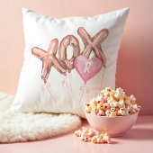 ピンクの金ゴールドXOXハート吹き出しバレンタインモノグラム クッション