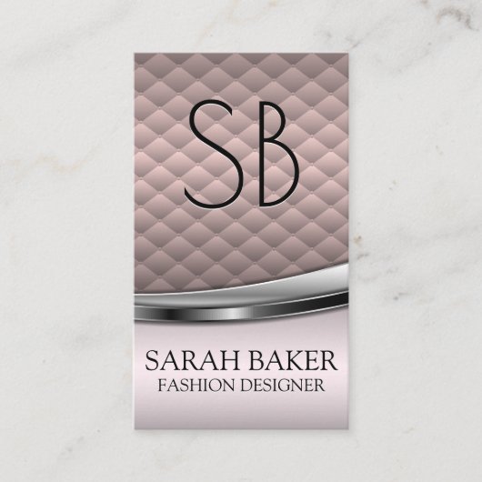 ピンクの金属タイル 名刺 (正面)