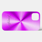 ピンクの金属デザインのステンレス鋼の一見 Case-Mate iPhoneケース (裏面 (横))