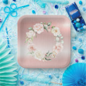 ピンクの金属フローラ赤面水の色ベビーシャワー ペーパープレート (パーティー)