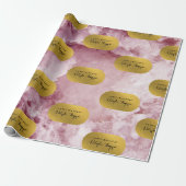 ピンクの金箔の海の結晶の署名スクリプト ラッピングペーパー (アンロールド)