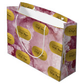 ピンクの金箔の海の結晶の署名スクリプト ラージペーパーバッグ (裏面アングル)