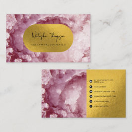 ピンクの金箔の海の結晶メイクアップヘア爪、 ネイル 名刺