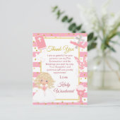 ピンクの金髪の少女　初めての聖体拝領　ありがとう ポストカード (スタンド正面)