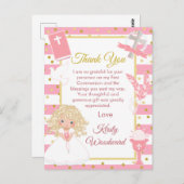 ピンクの金髪の少女　初めての聖体拝領　ありがとう ポストカード (正面/裏面)