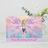 ピンクの金髪パーソナライズされたの妖精の誕生日 招待状 (スタンド正面)