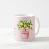 ピンクの鉢の黄色いレモンの植物 コーヒーマグカップ (正面右)