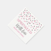 ピンクの銀の紙吹雪に愛を振りかけたもの スタンダードカクテルナプキン (角)