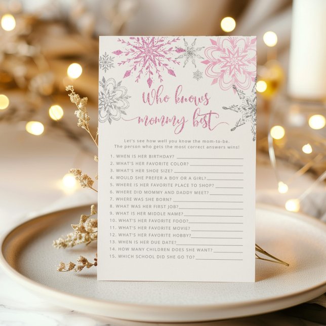 ピンクの銀の雪の結晶だれがママのゲームを知っ最高のている (クリエイターアップロード済み)