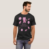 ピンクの銀河宇宙猫の誕生日 Tシャツ (正面フル)
