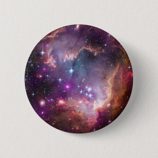ピンクの銀河系の星雲の宇宙超新星は夜を主演します 缶バッジ (正面)