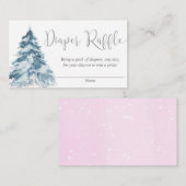 ピンクの銀色の冬の木の女の子おむつラッフルカード エンクロージャーカード (正面/裏面)