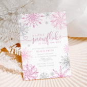 ピンクの銀色の小さなスノーフレークの女の子の赤ちゃんシャワー 招待状