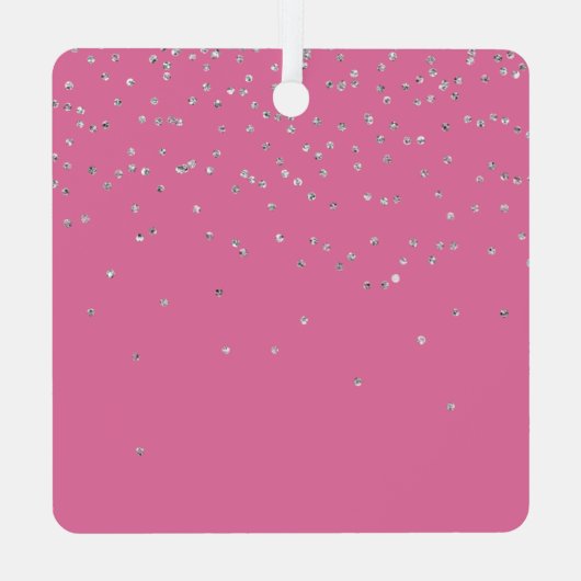 ピンクの銀輝く蝶あなたの写真 メタルオーナメント (裏面)