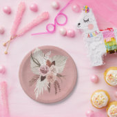 ピンクの銅熱帯パンパスグラスシーサイド結婚ズ ペーパープレート (パーティー)