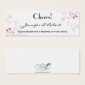 ピンクの開花つる植物ドリンクチケット (正面&裏面)