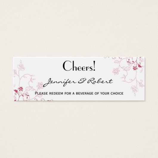 ピンクの開花つる植物ドリンクチケット (正面)