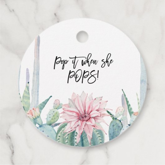 ピンクの開花サボテン彼女ポップ・アートのがポップラベル フェイバータグ (裏面)