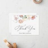 ピンクの開花シャワーサンキューノートカード ノートカード (正面/裏面インサイチュ)