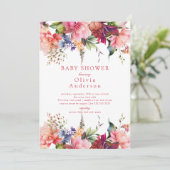 ピンクの開花ベビーシャワー 招待状 (スタンド正面)