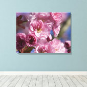 ピンクの開花日本のさくらんぼ花ウォールアート キャンバスプリント (インサイチュ (ウッドフロア))
