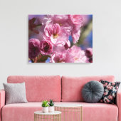 ピンクの開花日本のさくらんぼ花ウォールアート キャンバスプリント (インサイチュ (リビング))