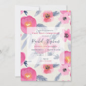 ピンクの開花水の色フローラ最初の聖餐式 招待状 (正面)