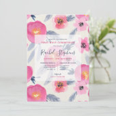 ピンクの開花水の色フローラ最初の聖餐式 招待状 (スタンド正面)