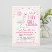 ピンクの間抜けガチョウの赤ちゃんシャワー 招待状 (スタンド正面)