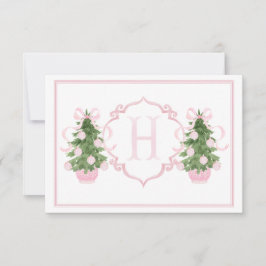 ピンクの陳腐なクリスマスツリー赤ちゃんシャワー サンキューカード