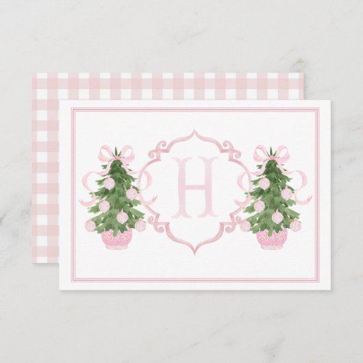 ピンクの陳腐なクリスマスツリー赤ちゃんシャワー サンキューカード (正面/裏面)