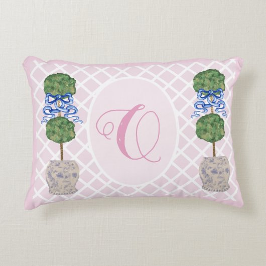 ピンクの陳腐なジンジャージャーストピアリーバスケットTh アクセントクッション (正面)