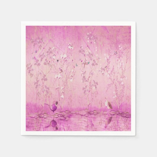 ピンクの陳腐なデコページ スタンダードカクテルナプキン (正面)