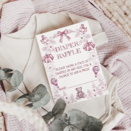 ピンクの陳腐なフローラ赤ちゃんシャワーおむつラッフル エンクロージャーカード