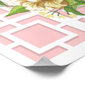 ピンクの陳腐なフローラ赤ちゃんシャワー歓迎サイン ポスター (角)