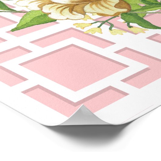 ピンクの陳腐なフローラ赤ちゃんシャワー歓迎サイン ポスター (角)