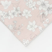 ピンクの雀、花柄 フリースブランケット (角)