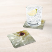 ピンクの雄蕊を持つクリーム色の白い牡丹の花 スクエアペーパーコースター (インサイチュ)