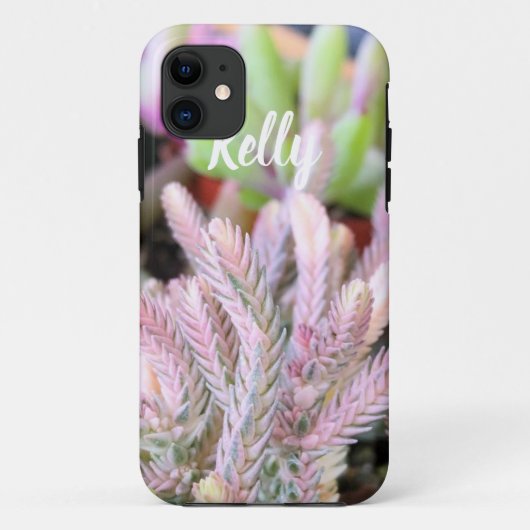 ピンクの雑色のCrassulaの懐中時計の鎖のsucculent Case-Mate iPhoneケース (裏面)