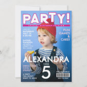 ピンクの雑誌の表紙 キッズ エディトリアル ニュース 写真 招待状 (正面)