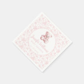 ピンクの雛テディベアのベビーガールシャワー紙 スタンダードカクテルナプキン (角)