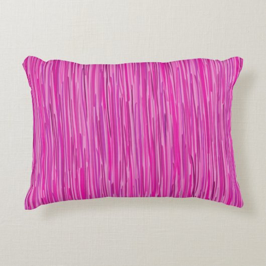 ピンクの雨の垂直アストライプのート アクセントクッション (正面)