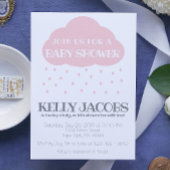 ピンクの雨の雲の赤ちゃんシャワーと愛招待状 招待状