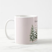 ピンクの雪が積もるクリスマスツリー コーヒーマグカップ (左)