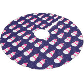 ピンクの雪だるまと雪ぼけ ブラッシュドポリエステルツリースカート (アングル)